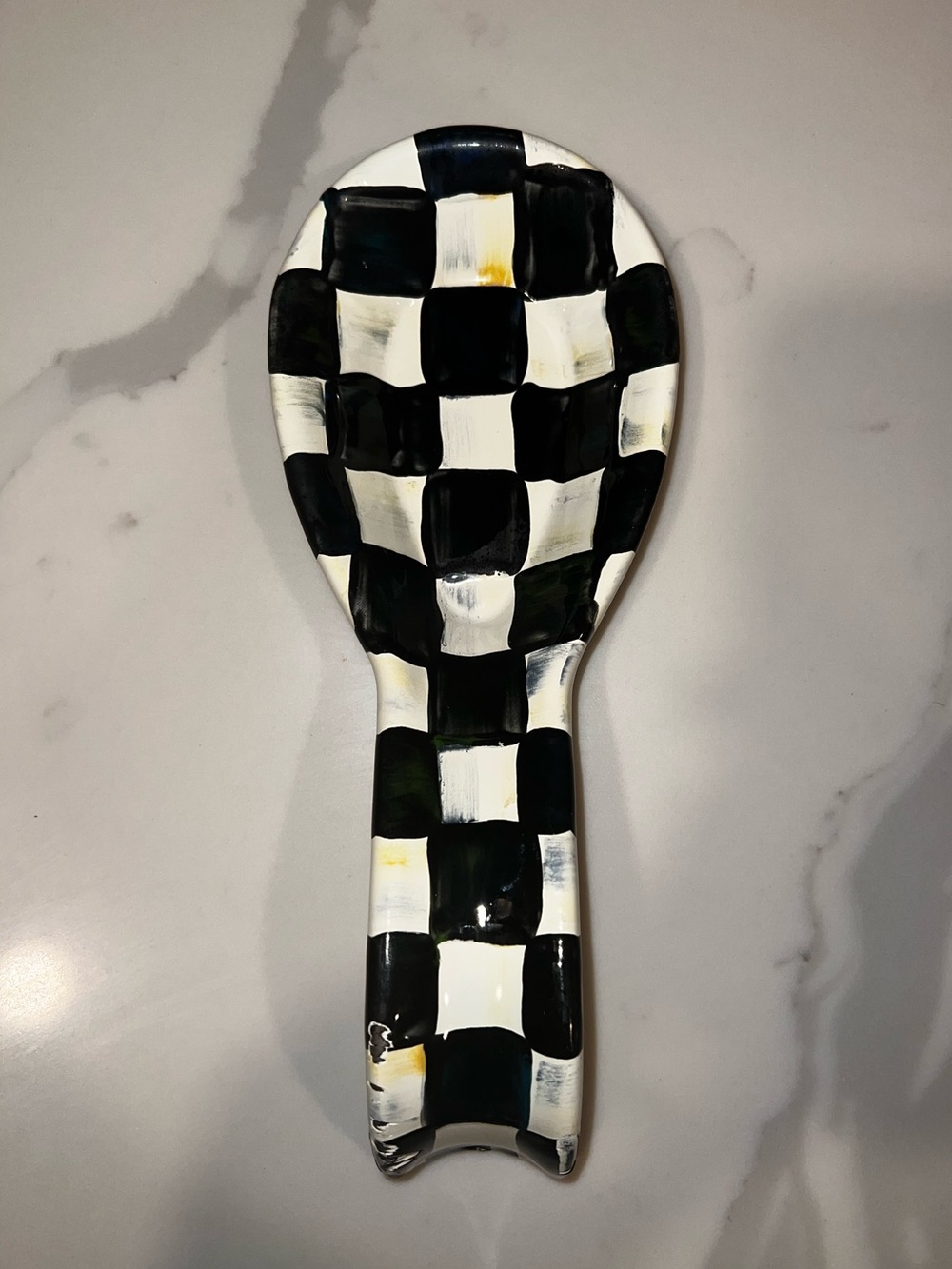 MacKenzie-Childs Black and White Check Spoon Rest